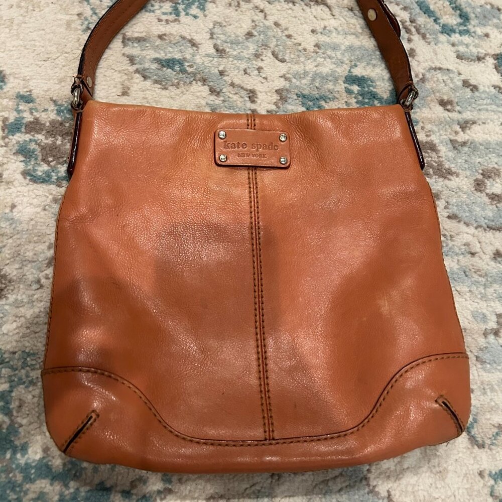 Kate Spade Leather Crossbody Purse Handbag Brown Cognac